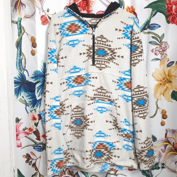 [Rebels & Nomads] Aztec print fleece quarter zip pullover. - Picture 2 of 6